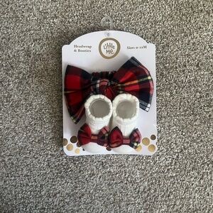Little Me Red plaid Hair Accessories Set